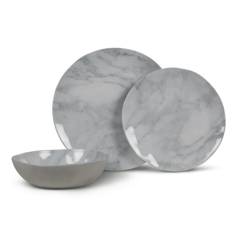 Kampa Marble 12 Piece Melamine Dinner Set