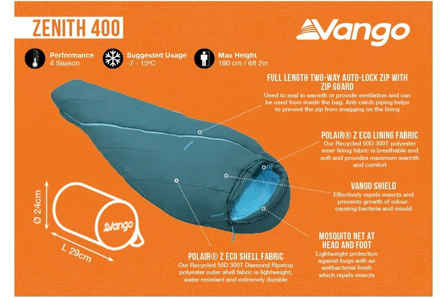Vango Zenith 400 Sleeping Bag - Image 3